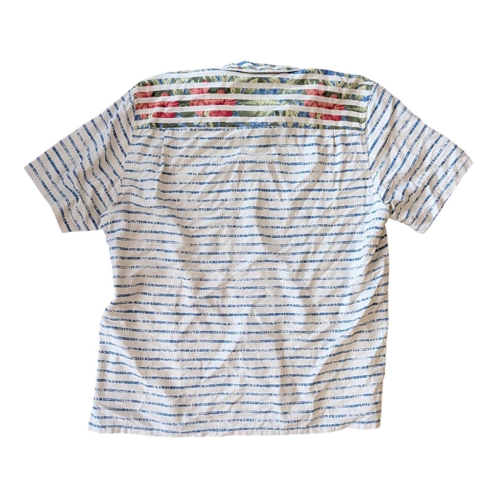 Island Republic Vintage Collection 100% Silk Striped Floral Camp Shirt- Size XXL - Picture 2 of 5